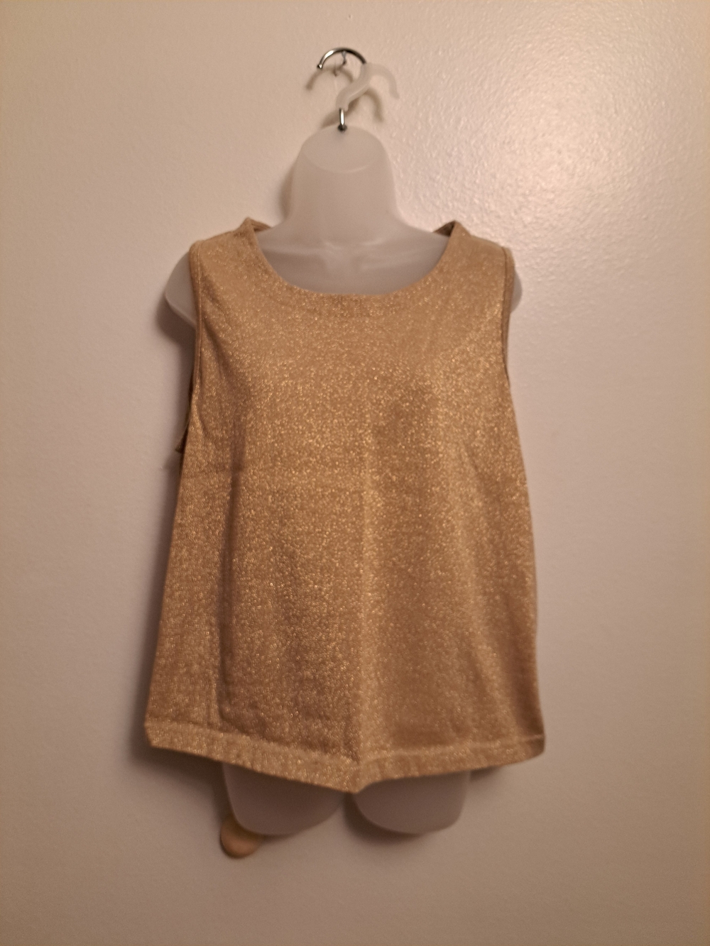 Vintage Bob Mackie Studio Gold Glitter Metallic Sparkle Sleeveless Women’s Top